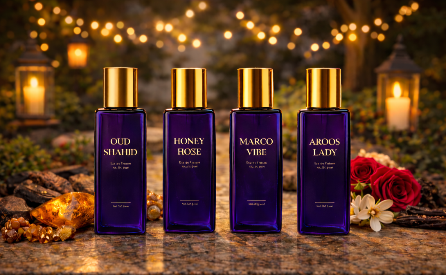 SUFES PERFUME 4 Pack Combo – OUD SHAHID, AROOS LADY, HONEY ROSE & MARCO VIBE | Long Lasting Luxury Fragrance Set